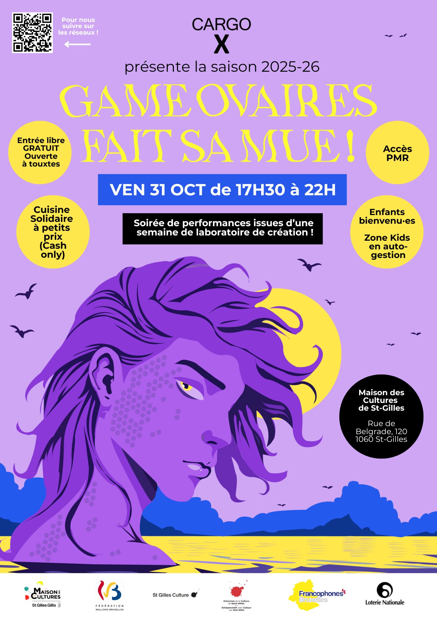 Le Cargo X fait sa MUE – Soirée féministe et inclusive, le 31 octobre 2025 à Saint-Gilles